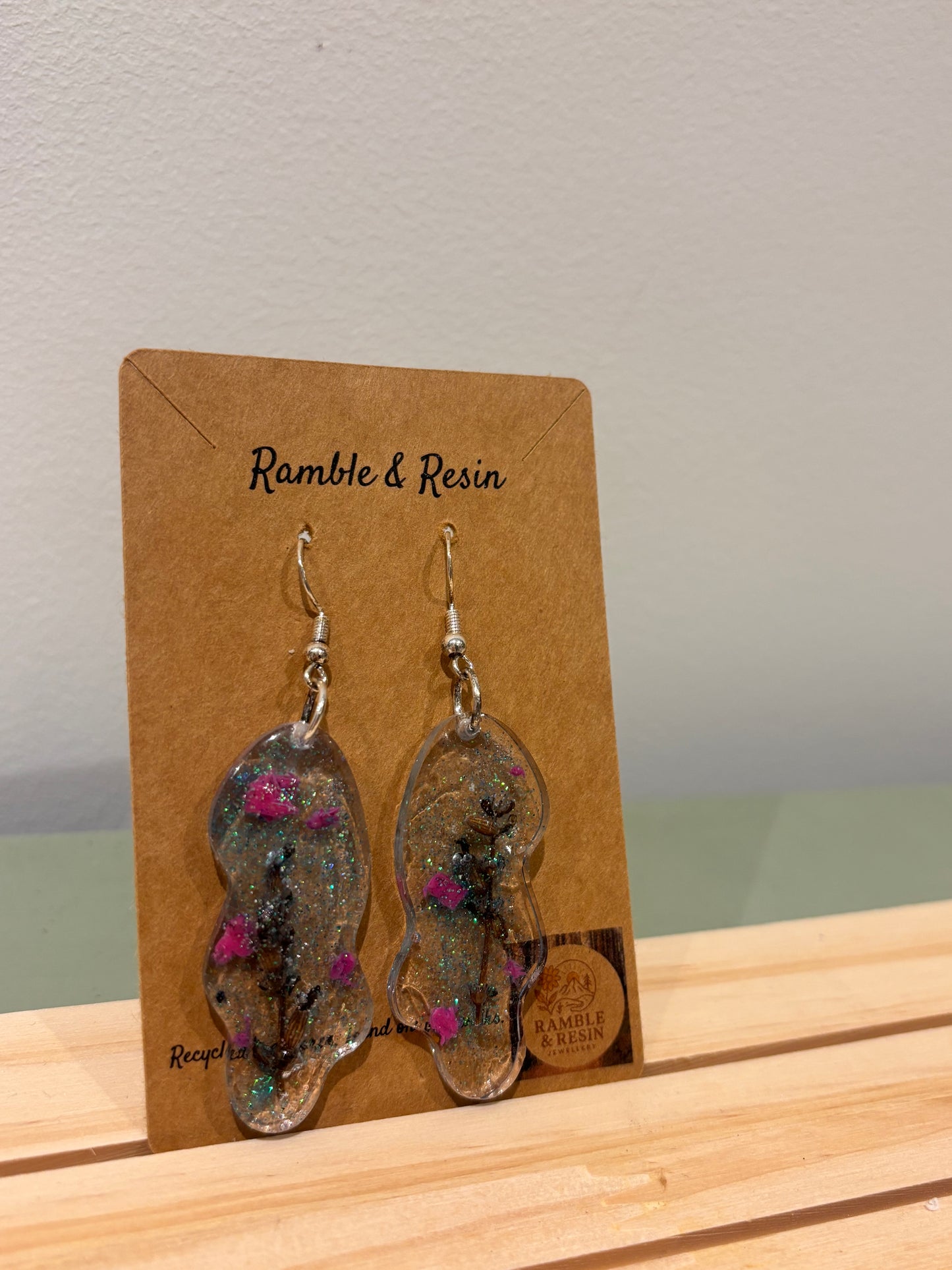 Quirky glitter dangle earrings