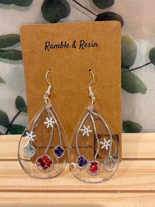 Bauble and snowflake earrings