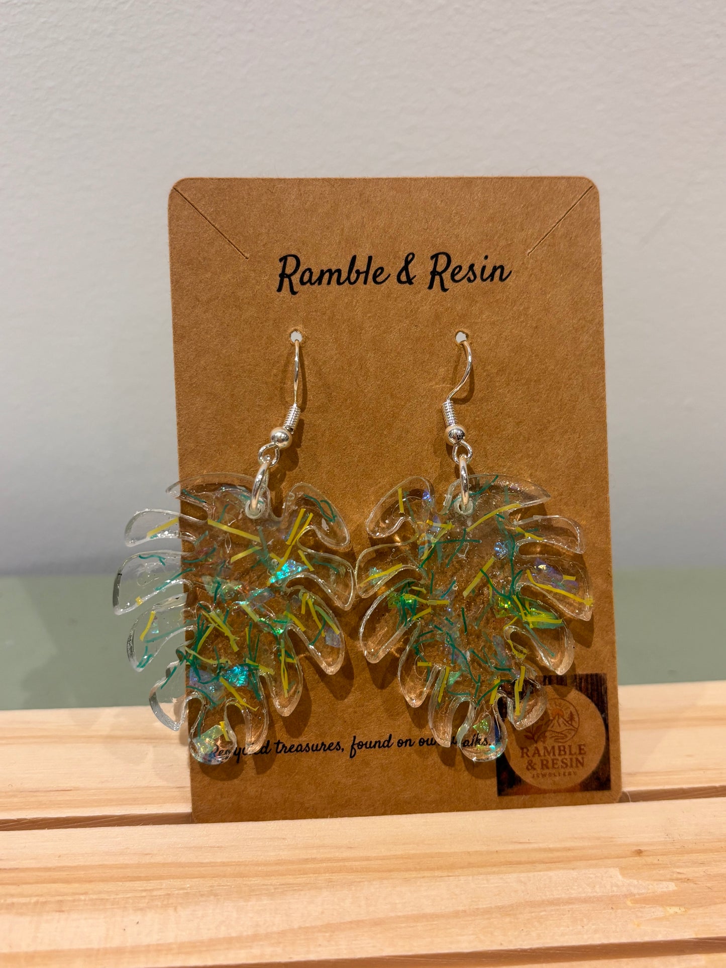 Leafy large drop earrings