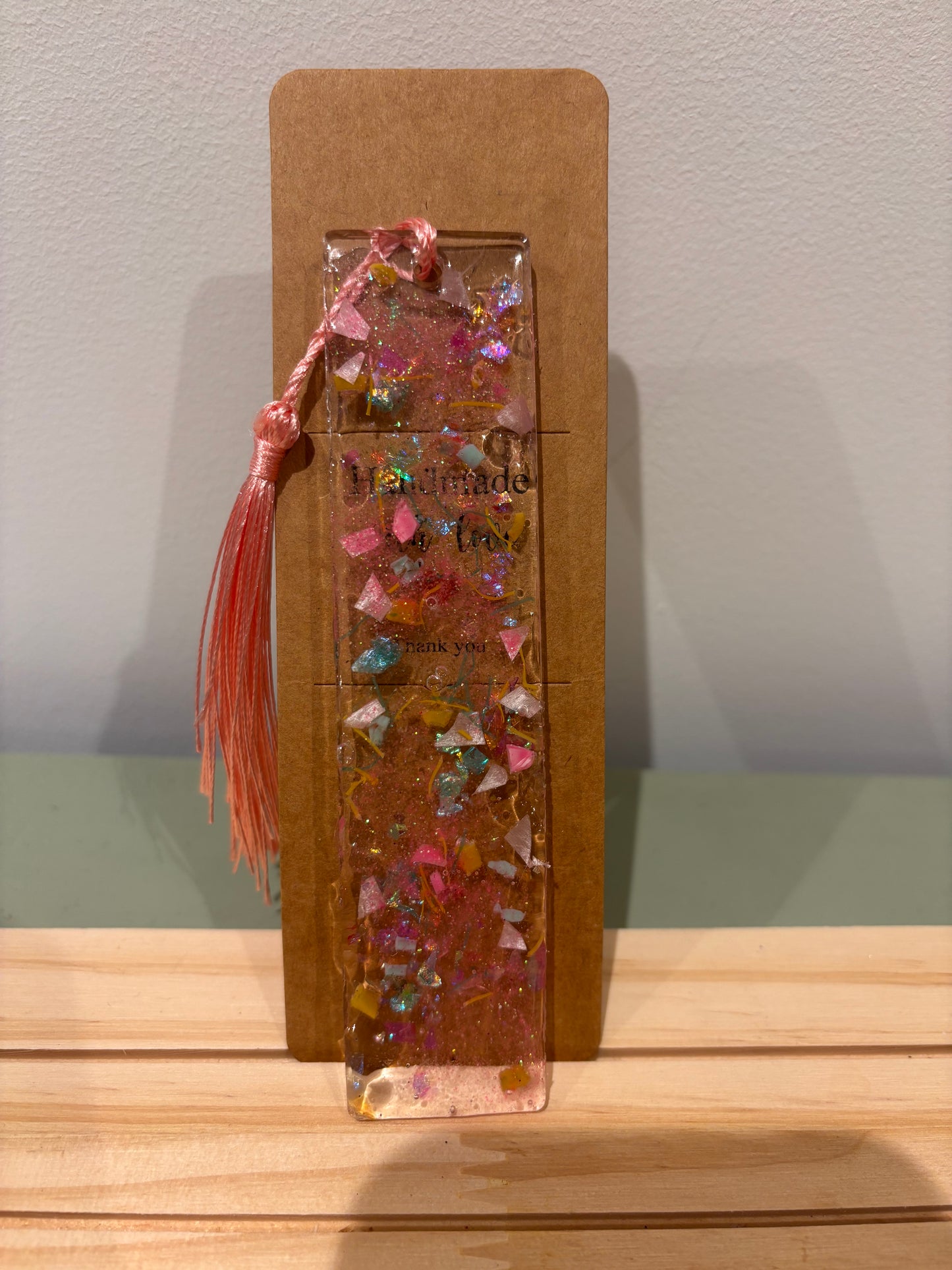 Pink glitter bookmark