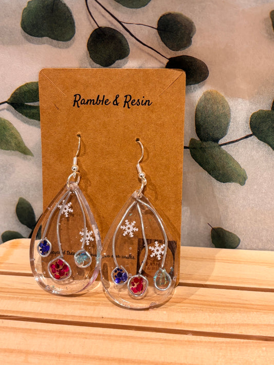 Bauble and snowflake earrings