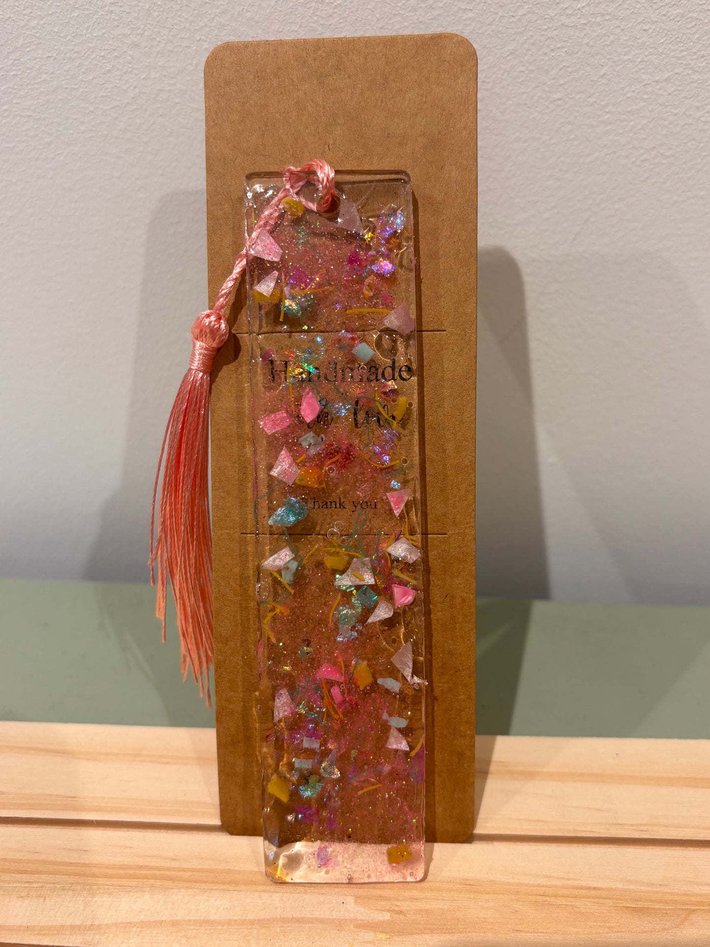Pink glitter bookmark