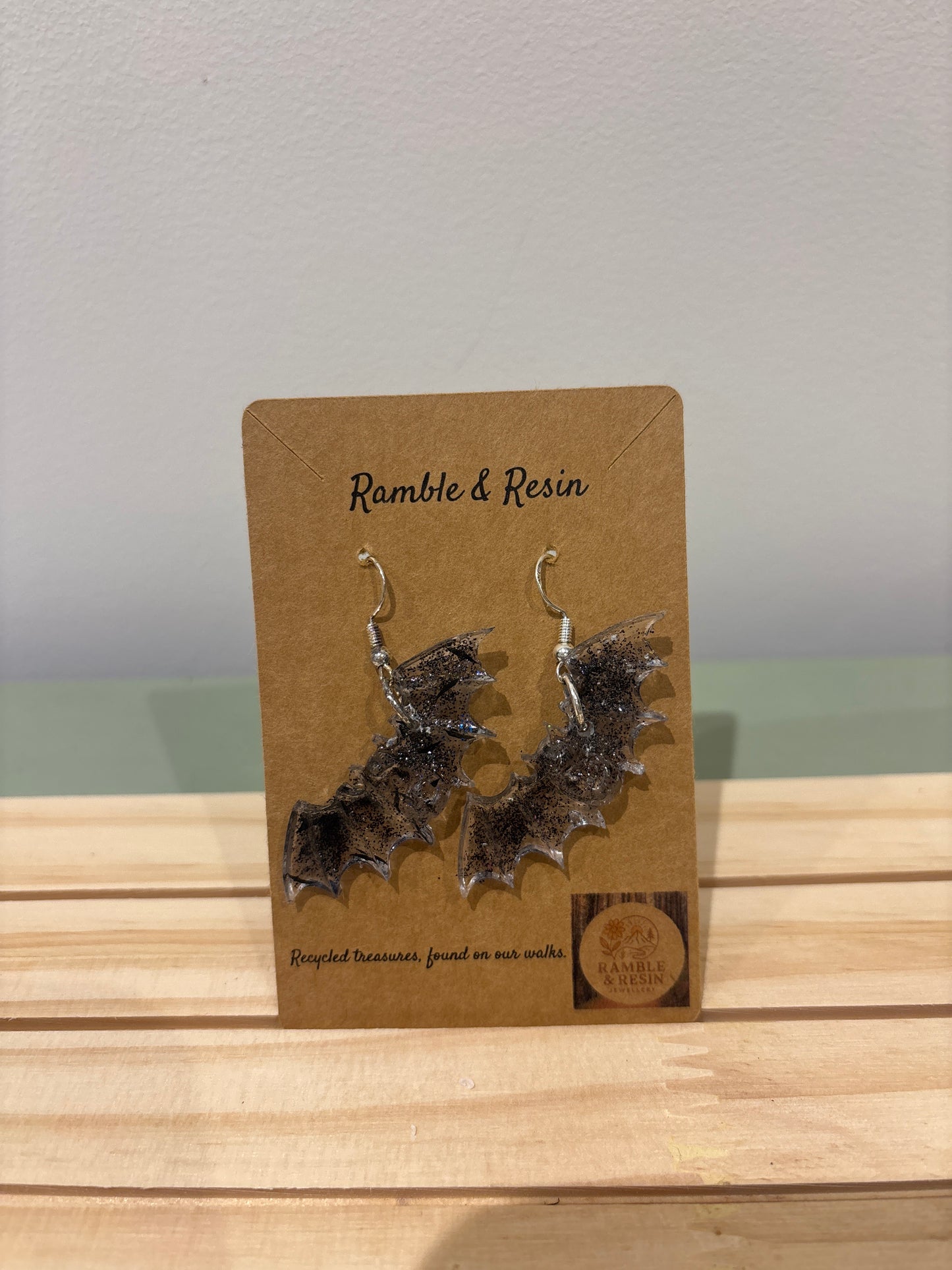 Medium drop bat earrings