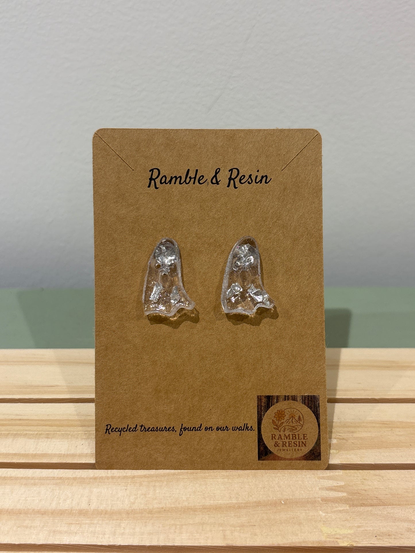 Small ghost stud earrings