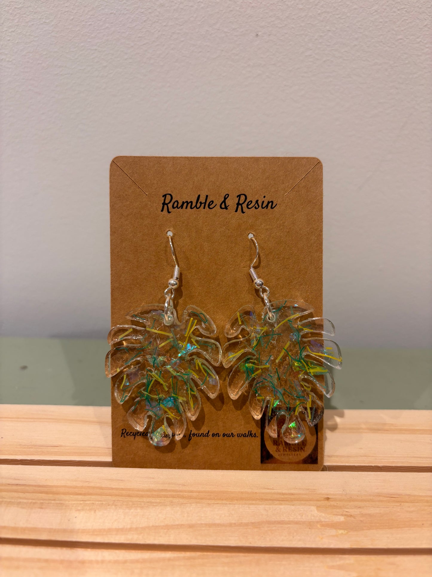Leafy large drop earrings