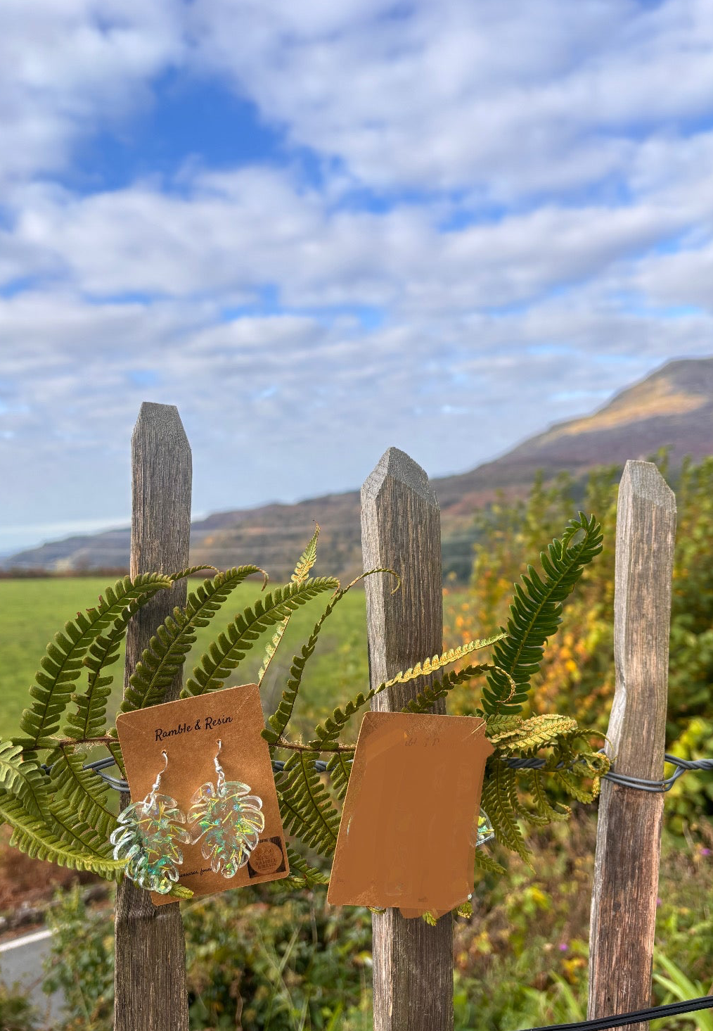 Leafy large drop earrings