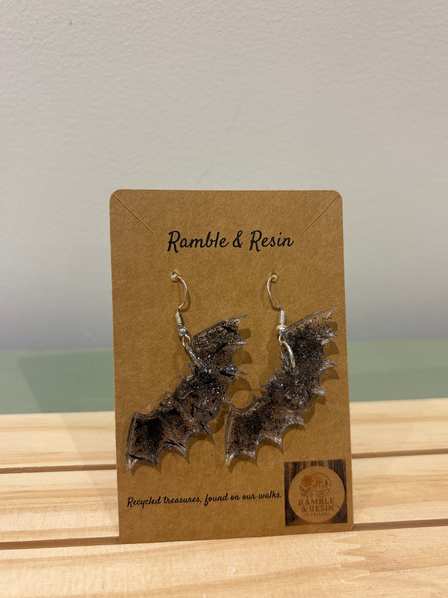 Medium drop bat earrings