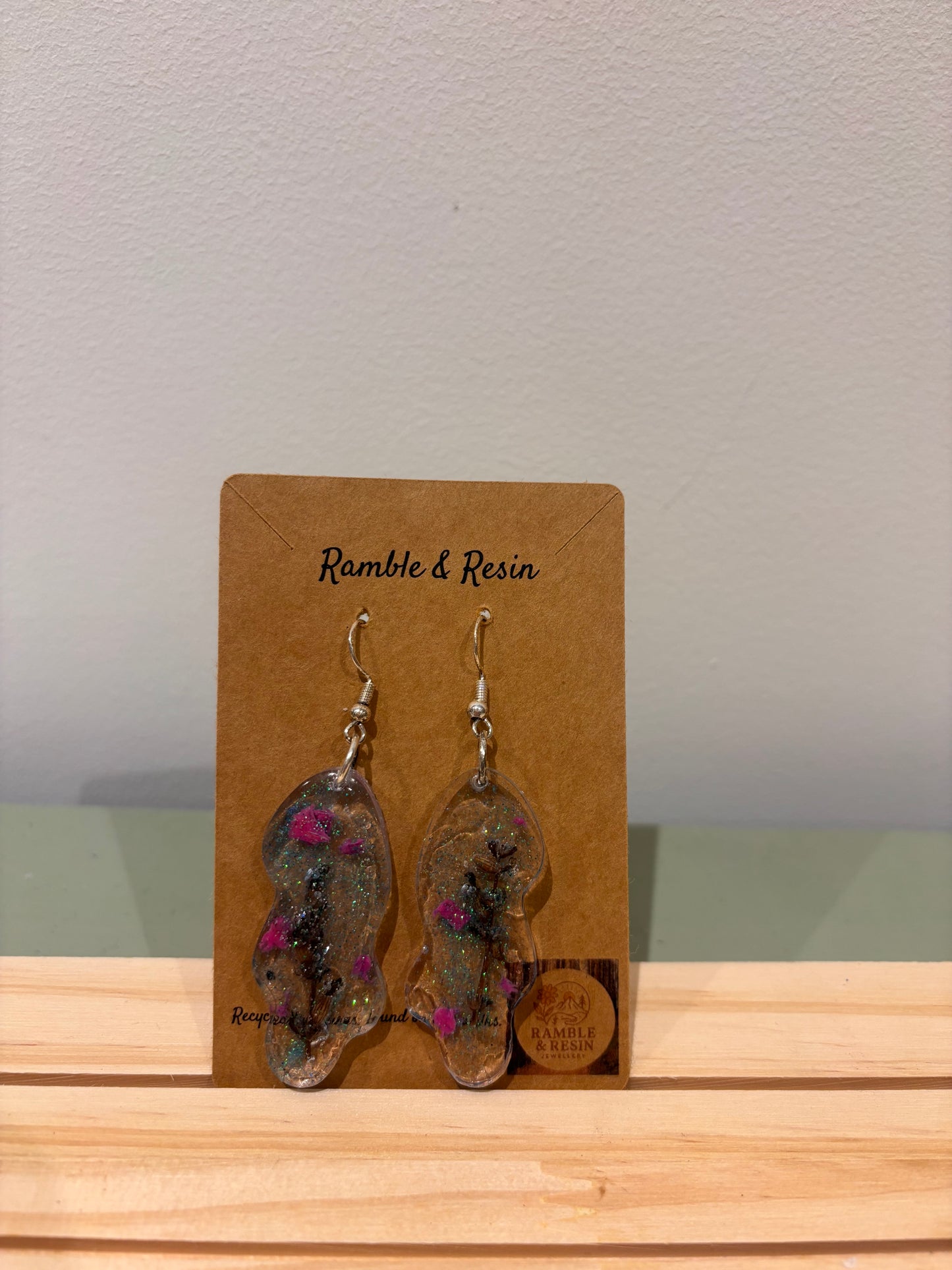 Quirky glitter dangle earrings