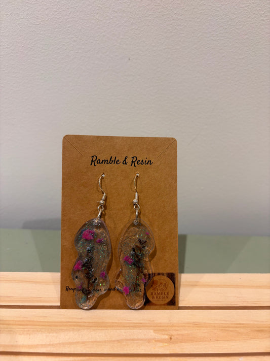 Quirky glitter dangle earrings