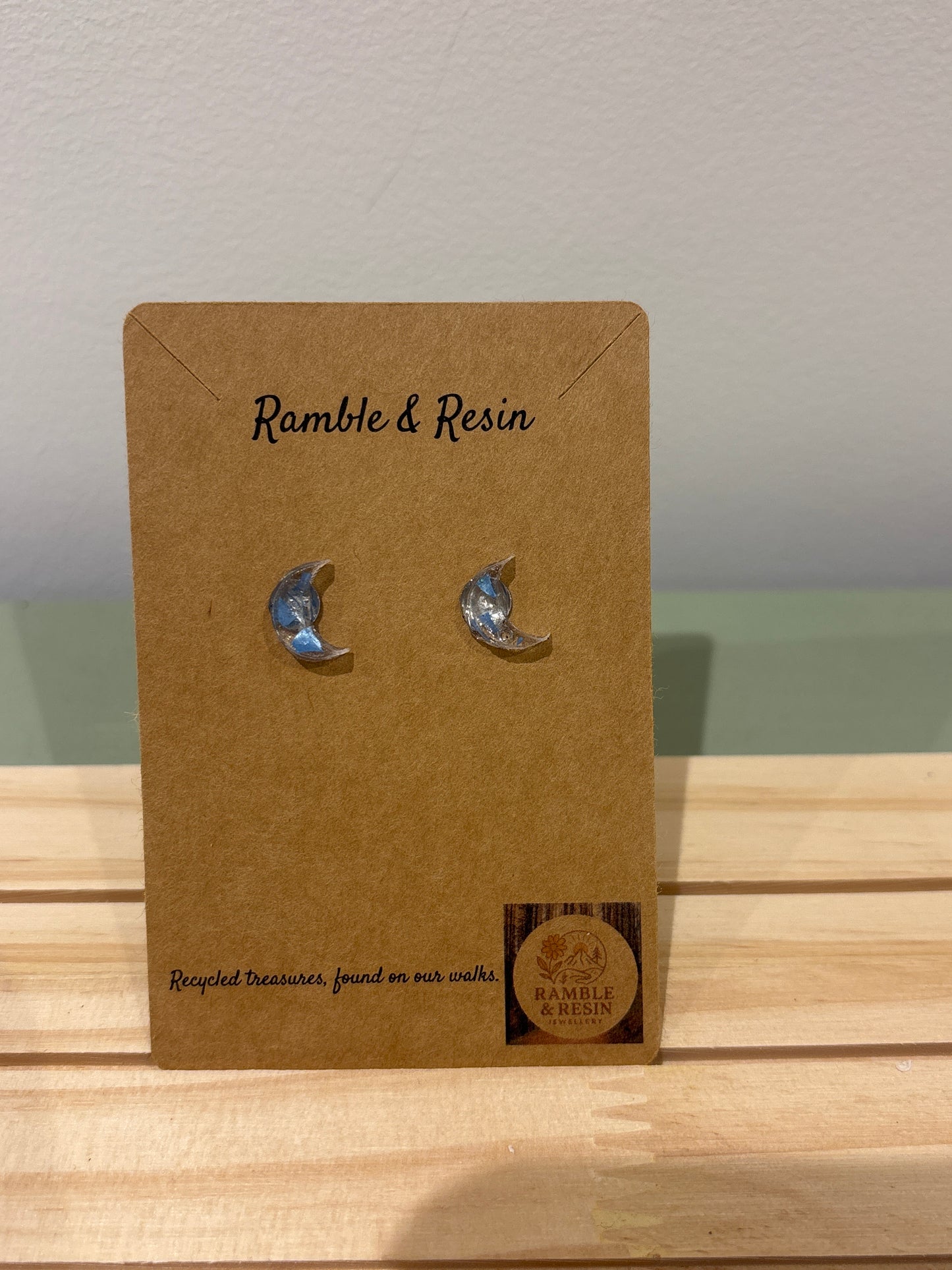 Small moon stud earrings