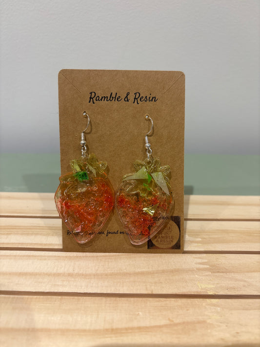 Large drop strawberry earrings