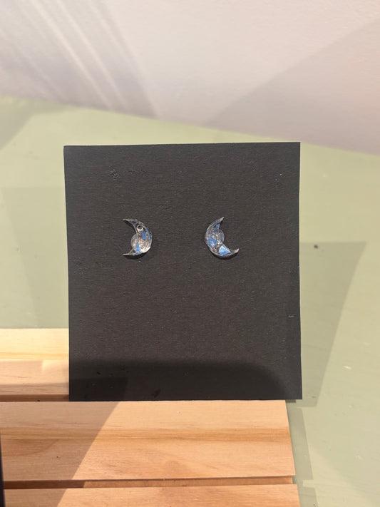 Small moon stud earrings